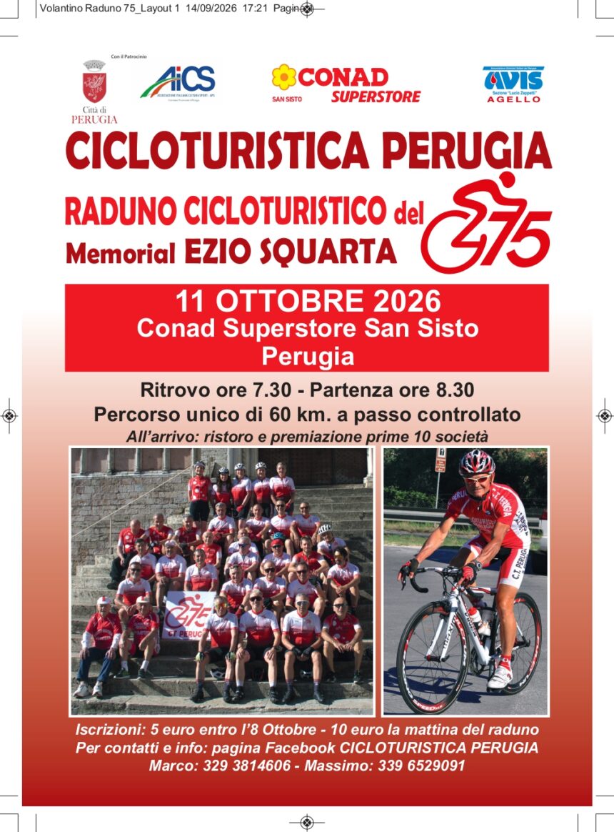 Cicloturistica Perugia, 75 anni di pedalate Cicloturistica Perugia, 75 anni di pedalate
